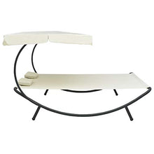 Tidyard Lettino Prendisole con Baldacchino e Cuscini Bianco Crema,Giardino, Terrazza o Spiaggia