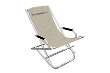 Sedia a sdraio dondolino pieghevole spiaggina cuscino braccioli prendisole beige