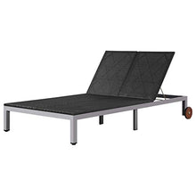 FAMIROSA Lettino Prendisole Doppio con Ruote in Polyrattan Nero