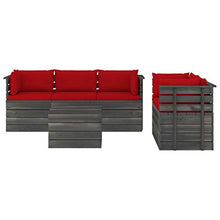 FAMIROSA Set Divani da Giardino su Pallet 6 pz con Cuscini Massello Pino-1893