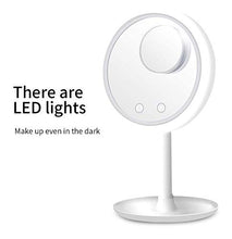 Specchio per Il Trucco Luce Dimmable Trucco Specchi 5X LED Specchio da Toilette Multifunzionale 3-in-1 con Ventilatore Nakeup Specchio