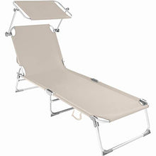 TecTake 800143 Sedia Sdraio da Esterno con Tetto Pieghevole in Alluminio - Disponibile in Diversi Colori (Beige | No. 401428)