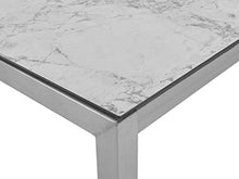 Beliani Set da Giardino Tavolo Simil Marmo 6 Sedie Tessuto Nero 180 x 90 cm GROSSETO