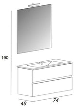 giordanoshop Mobile Bagno Sospeso 74 cm Lavabo e Specchio Tavassi Giove Rovere Chiaro