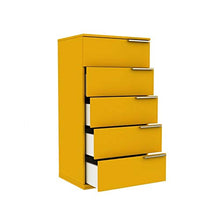 we point Cassettiera 5 Cassetti Maniglie Laterale Colore Giallo 55x43xh.107 Cm