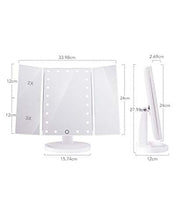 HAMSWAN Specchio Trucco con 21 LEDs, Specchio Cosmetico da Trucco con Touch Screen Tri-Fold, Specchio Ingranditore Illuminato, Ruota 180°, Specchio per trucco1X/2X/3X e Caricatore USB.Regalo per Donna