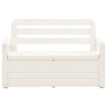 Tidyard Cassapanca da Giardino per Esterno 2 Posti in Plastica Bianca con Braccioli e Schienale,Panca con Contenitore da Giardino per Esterno con 2 Posti in Plastica Bianca 132,5x58x89 cm