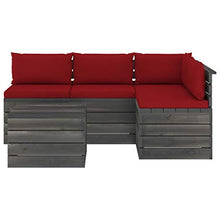 FAMIROSA Set Divani da Giardino su Pallet 5 pz con Cuscini Massello Pino-1836