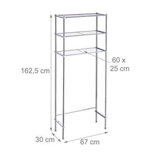 Relaxdays Mobile per Lavatrice in Metallo, 3 Scaffali per Bagno o Lavanderia, sopra WC HxLxP 162,5x67x30 cm, Argento, Plastica Ferro