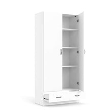 Dmora Armadio Guardaroba a Due Ante e Un cassetto, Colore Bianco, cm 79 x 35 x h170