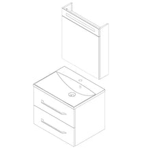 FACKELMANN B.Clever - Set di mobili da bagno, 2 pezzi, 60 cm, con lavabo in marmo e armadietto a specchio a LED