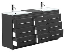 Mobile bagno a terra Vitro Modern con lavabos in vetro nero satinato