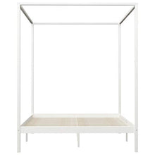 SKM Giroletto a Baldacchino Bianco Legno Massello di Pino 160x200cm
