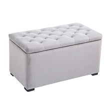 homcom Cassapanca Portaoggetti Set di 3 Pezzi con 2 Sgabelli Pouf in Velluto, Grigio Perla