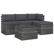 FAMIROSA Set Divani da Giardino su Pallet 5 pz con Cuscini Massello Pino-1791