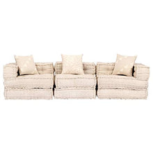 vidaXL Pouf Modulare a 3 Posti Comodo Ampio Divano Letto Robusto Resistente Durevole Solido Arredo Camera Mobile Imbottito Decorativo Beige in Tessuto