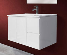 OrionShop Mobile Bagno Sospeso Ariete da 80cm Bianco con Lavabo Specchio e Lampada LED Inclusi