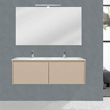 OrionShop Mobile Bagno Sospeso Leda da 120cm Tortora Opaco con Lavabo Specchio e Lampada LED Inclusi