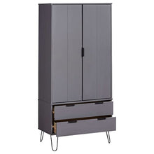 Armadio New York Range, in legno di pino massiccio, grigio