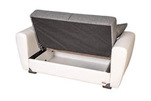 Sweety Divano Letto 2 Posti - Letto Matrimoniale Contenitore - in Tessuto e Ecopelle - Bianco e Grigio