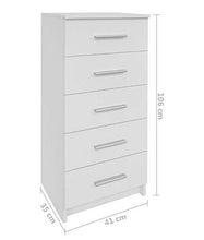 Zerone Comò a 5 Ripiani, Armadio Moderno con cassetti a Colonna Verticale per Ufficio Camera da Letto dell'hotel, 41 x 35 x 106 cm