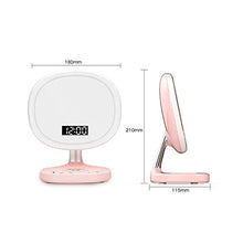 Specchio cosmetico a LED, Display Tempo e Temperatura, Ricarica Wireless, Touch Control, dimmer Continuo, Funzione Sveglia, Specchio cosmetico a LED