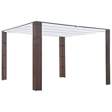 Tidyard Gazebo con Tetto in Polyrattan,Tende per Eventi e Tendoni 300x300x200cm Marrone e Crema
