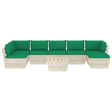 SKM Set Divani da Giardino su Pallet 8 pz con Cuscini Legno Abete (148.6kg) Verde-3617