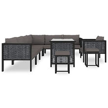 SKM Set Divani da Giardino 10 pz con Cuscini in Polyrattan Antracite (68.12kg)