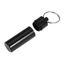 Erduo Mini Portatile Impermeabile a Forma di Pillola in Lega di Alluminio portapillole Custodia per Bottiglia Contenitore per farmaci con Portachiavi-Nero