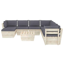 SKM Set Divani da Giardino su Pallet 9 pz con Cuscini Legno Abete (171.2kg) Antracite