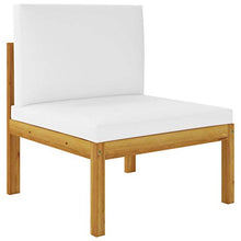FAMIROSA Set Divani da Giardino 9 pz con Cuscini Crema Massello Acacia-7896