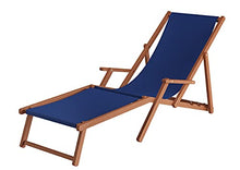 Erst-Holz 5 Varianti/Colori di Tessuti per Robusta Sedia a Sdraio particolarmente Larga V-10-500, Colore di Stoffa:Blu