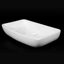 Lavabo da appoggio in ceramica, Lavello bagno Cucina con superficie liscia e pulita, stile moderno, 38 x 13 x 60 cm, colore: bianco.