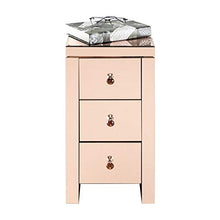 GUHUIHE Comodino con cassetto, Comodino Comodino in Vetro specchiato Moderno e Moderno 3 cassetti 30 x 30 x 60 cm Rosa per Camera da Letto