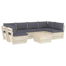 SKM Set Divani da Giardino su Pallet 7 pz con Cuscini Legno Abete (133.9kg) Antracite
