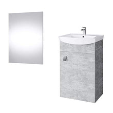 Planetmöbel Set di mobili da bagno con specchio, per bagno, bagno degli ospiti, WC, colore calcestruzzo