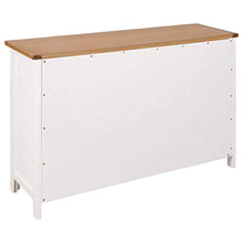 GOTOTOP Mobile Credenza in legno massello 110 x 33,5 x 70 cm Credenza con 3 cassetti e 2 armadietti Cassettiera Bassa Armadio Laterale Mobiletto di Servizio -Bianco e marrone