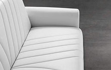 Divano 3 posti bianco in similpelle - 220 x 88 x 83h cm, vano contenitore, trasformabile in letto una piazza e mezza