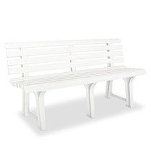 Panca da giardino bianca resistente alle intemperie per 3 persone, 145,5 x 49 x 74 cm