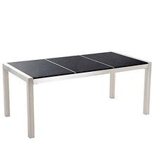 Beliani Set da Giardino Tavolo Piano Granito Nero 6 Sedie Beige 180 x 90 cm GROSSETO