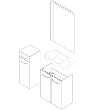 Fackelmann, set di mobili da bagno, 4 pezzi, Milano, WC con mobile sottolavello, 55 cm, specchio da bagno a LED