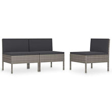 Festnight Sedie da Giardino 3 pz con Cuscini in Polyrattan, Set Divano Esterno, Set di mobili da Giardino in Rattan Grigio,Include:3 Divani centrali,3 Cuscini per la Seduta,3 Cuscini per Lo Schienale