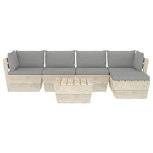 FAMIROSA Set Divani da Giardino su Pallet 6 pz con Cuscini Legno Abete-3505
