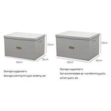 Sous NLIAN- Organizzatore Bin Pieghevole, Grande Pieghevole Cotone e Lino Grey Box con Coperchio Rimovibile e Maniglie for la casa Toddler Ufficio Nursery 2PCS