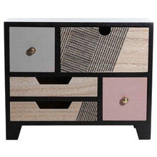 Mini comò in legno nero con 5 cassetti, contenitore per gioielli in stile Cottage
