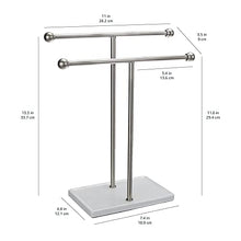 Amazon Basics - Supporto doppio per asciugamani e accessori, a T, nickel e bianco - 1005573-670-A60