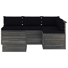 FAMIROSA Set Divani da Giardino su Pallet 5 pz con Cuscini Massello Pino-1834