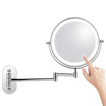 Himimi Specchio cosmetico a LED Illuminato con Specchio cosmetico ingrandimento 1x / 7X, Specchio cosmetico da Parete con Luce Touch Button Regolabile, Rotazione a 360 ° e Verticale