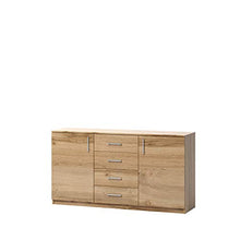 3xeliving Classica, ampia e capiente cassettiera Alicja con 4 cassetti e due armadietti in rovere wotan è ideale per una camera da letto, stanza, bagno 160 cm